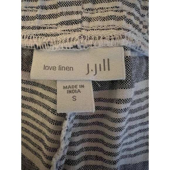 J. Jill Women's Striped Love Linen Drawstring Shorts W/Pockets Gray White Size S - Picture 6 of 9